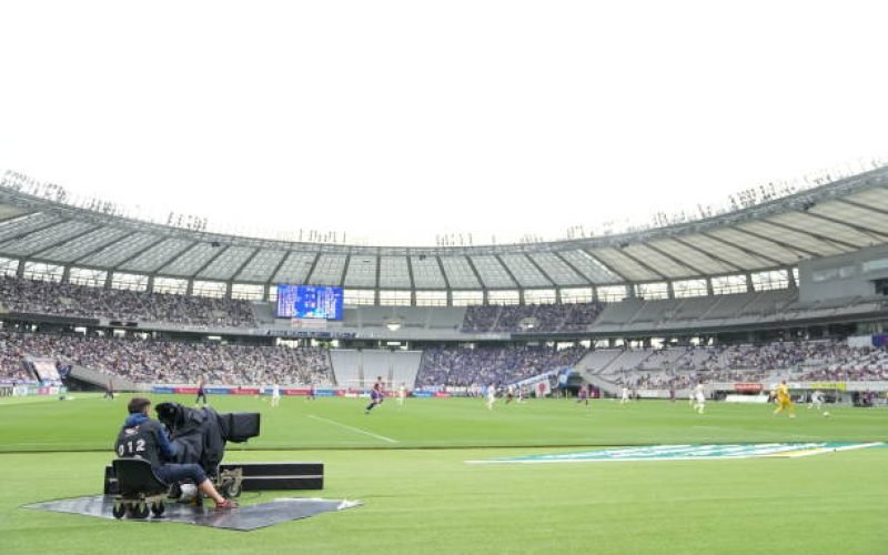CHOFU, JAPAN - APRIL 21: A general view. A broadcast camera during the J.LEAGUE MEIJI YASUDA J1 9th Sec. match between FC Tokyo and FC Machida Zelvia at Ajinomoto Stadium on April 21, 2024 in Chofu, Tokyo, Japan. (Photo by Masashi Hara/Getty Images)